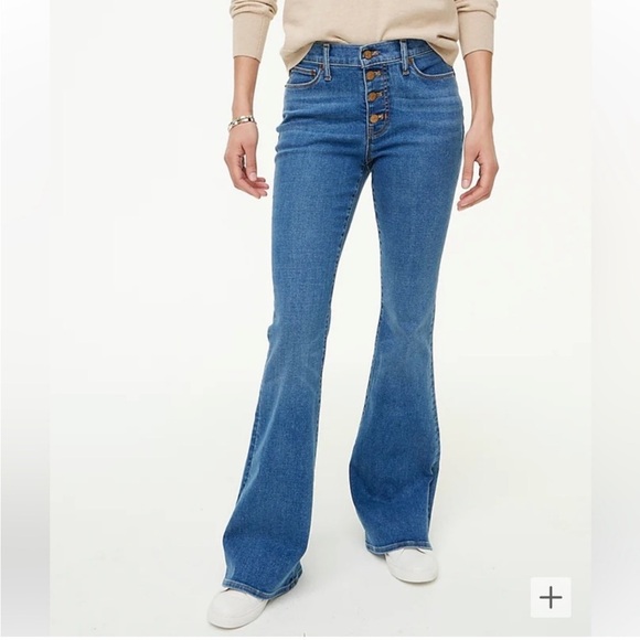 J. Crew Factory Full Length Flare Jeans Womens 35 x 27 Signature Stretch *hemmed - Picture 1 of 16
